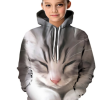 Kids Girls' Active Cat 3D Graphic Animal Print Long Sleeve Hoodie & Sweatshirt Gray