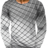 Men's 3D Graphic Plus Size T-shirt Print Long Sleeve Daily Tops Elegant Exaggerated Round Neck White