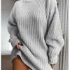 Women's Basic Knitted Solid Colored Plain Dress Sweater Dress Cotton Long Sleeve Loose Sweater Cardigans Turtleneck Fall Winter Blushing Pink Wine Light gray
