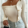 Women's Distressed Knitted Button Striped Solid Color Pullover Long Sleeve Sweater Cardigans Crew Neck Fall Winter White Black Blue