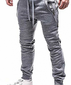 mens fashion jogger sports pants sweatpants trousers long pants lightgray