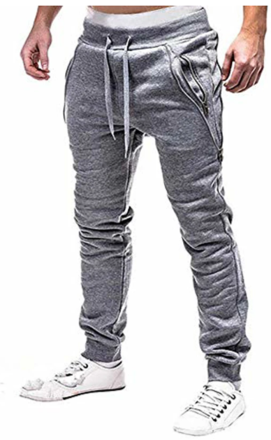 mens fashion jogger sports pants sweatpants trousers long pants lightgray