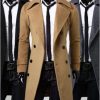 Men's Winter Coat Solid Color Daily Long Sleeve Black khaki Gray