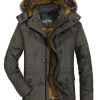 men's winter jackets warm coat thermal fleece wool lined jackets with zipper pockets black