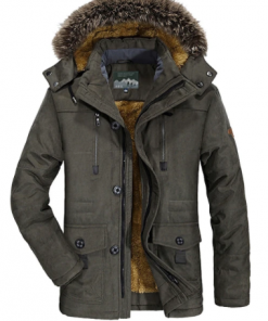 men's winter jackets warm coat thermal fleece wool lined jackets with zipper pockets black
